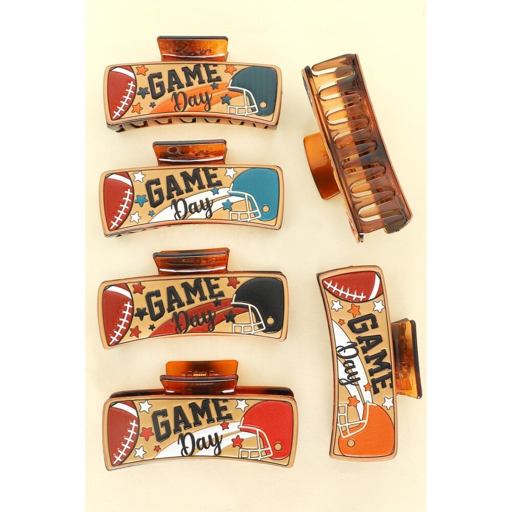 Footabll Game Day Leather Hair Claw Clip - Diona J